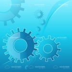 Abstract  Set of Cogs on a Light Blue Background